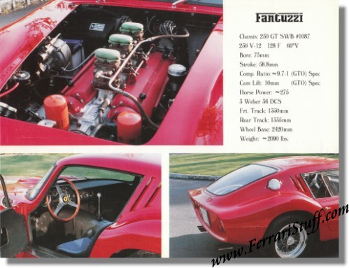 1988 Ferrari 250 PF S N 1087GT Fantuzzi Competition Coupe Brochure