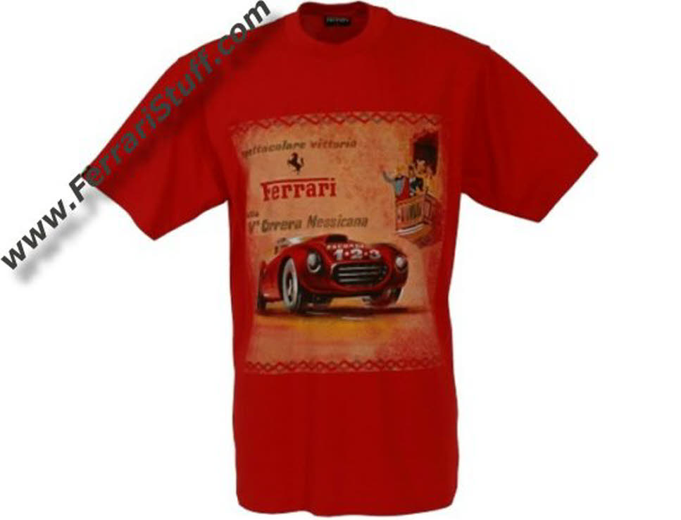 Vedholdende Snavset skandale Red Ferrari T-Shirt with Ferrari Carrera Panamericana print - SFR1513